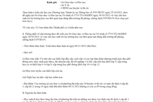 Công văn 3807/UBND-KGVX 2021 cho học sinh trở lại trường phòng chống COVID19 Hà Nội