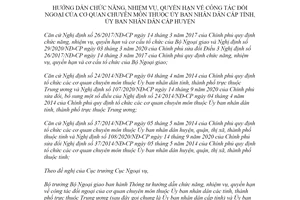 Thông tư 03/2021/TT-BNG chức năng về đối ngoại của cơ quan chuyên môn thuộc Ủy ban tỉnh