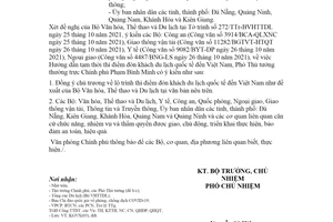 Công văn 8044/VPCP-KGVX 2021 hướng dẫn tạm thời thí điểm đón khách du lịch quốc tế