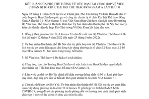 Thông báo 297/TB-VPCP 2021 kết luận tại cuộc họp về tổ chức Đại hội Thể thao Đông Nam Á