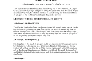 Hướng dẫn 4122/HD-BVHTTDL 2021 thí điểm đón khách du lịch quốc tế đến Việt Nam
