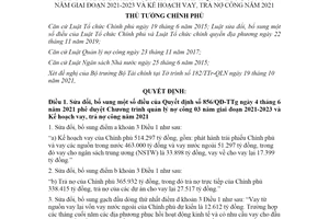 Quyết định 1869/QĐ-TTg 2021 sửa đổi Quyết định 856/QĐ-TTg