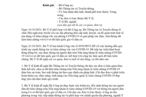 Công văn 9438/BYT-CNTT 2021 thông tin người dân trên Nền tảng Quản lý tiêm chủng COVID19