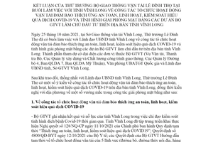 Thông báo 483/TB-BGTVT 2021 kết luận tại buổi làm việc với Vĩnh Long về vận tải an toàn COVID19