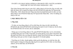 Kế hoạch 146/KH-TLĐ 2021 tổ chức hoạt động chăm lo cho đoàn viên nhân dịp Tết Nguyên đán