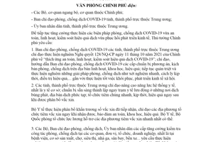 Công điện 8149/CĐ-VPCP 2021 tiếp tục tăng cường thực hiện biện pháp phòng chống COVID19