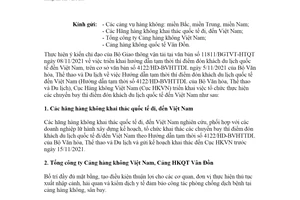 Công văn 5214/CHK-VTHK 2021 chuyến bay đón khách du lịch quốc tế đến các cảng hàng không