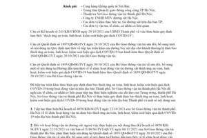 Công văn 5203/SGTVT-QLVT 2021 triển khai thực hiện kiểm soát hiệu quả dịch COVID19 Hà Nội