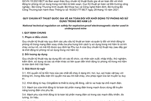 Quy chuẩn kỹ thuật quốc gia QCVN 15:2021/BCT về An toàn đối với khởi động từ phòng nổ sử dụng trong mỏ hầm lò