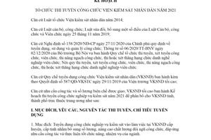 Kế hoạch 61/KH-VKSTC 2021 thi tuyển công chức Viện kiểm sát nhân dân