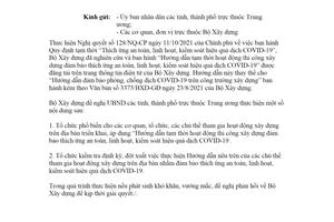 Công văn 4662/BXD-GĐ 2021 thi công xây dựng đảm bảo thích ứng an toàn dịch COVID19