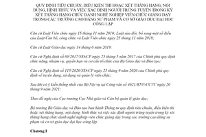 Thông tư 31/2021/TT-BGDĐT xét thăng hạng viên chức giảng dạy trường cao đẳng sư phạm