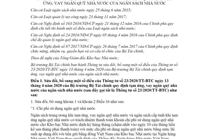 Thông tư 97/2021/TT-BTC sửa đổi Thông tư 23/2020/TT-BTC