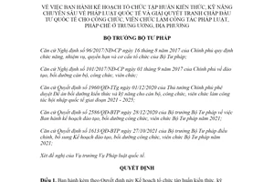 Quyết định 1704/QĐ-BTP 2021 Kế hoạch tổ chức tập huấn kiến thức chuyên sâu về pháp luật quốc tế