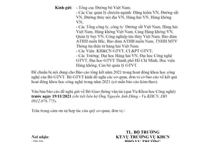 Công văn 12065/BGTVT-KHCN 2021 báo cáo tổng kết trong hoạt động khoa học