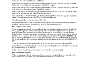 Thông tư 09/2021/TT-BKHĐT lựa chọn nhà đầu tư thực hiện dự án theo phương thức đối tác công tư