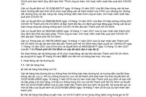 Thông báo 12318/TB-SGTVT 2021 tổ chức hoạt động vận tải Thành phố Hồ Chí Minh