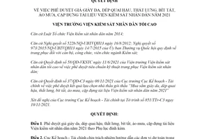 Quyết định 165/QĐ-VKSTC 2021 phê duyệt giá giày da dép quai hậu Viện kiểm sát nhân dân