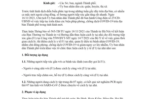 Công văn 4095/UBND-KGVX 2021 hướng dẫn thực hiện cách ly y tế tại nhà cho F1 thành phố Hà Nội