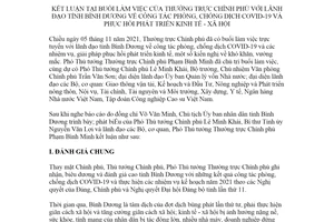 Thông báo 313/TB-VPCP 2021 kết luận tại buổi làm việc với tỉnh Bình Dương về phòng COVID19