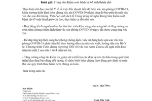 Công văn 2515/VSDTTƯ-TCQG 2021 chiến dịch tiêm chủng vắc xin phòng COVID19