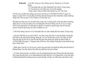 Công văn 8544/VPCP-CN 2021 thu phí dịch vụ sử dụng đường bộ theo hình thức điện tử không dừng