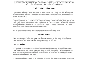 Quyết định 1978/QĐ-TTg Chiến lược quốc gia cấp nước sạch vệ sinh nông thôn 2030 2045