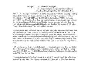 Công văn 3105/TLĐ-NC 2021 thủ tục hỗ trợ trẻ em mồ côi con đoàn viên công đoàn tử vong Covid19