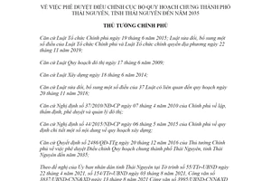 Quyết định 1989/QĐ-TTg 2021 điều chỉnh Quy hoạch chung Thành phố Thái Nguyên 2035