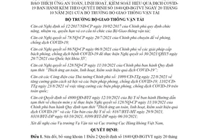 Quyết định 2036/QĐ-BGTVT 2021 sửa đổi Quyết định 1840/QĐ-BGTVT