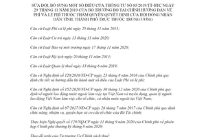 Thông tư 106/2021/TT-BTC sửa đổi Thông tư 85/2019/TT-BTC