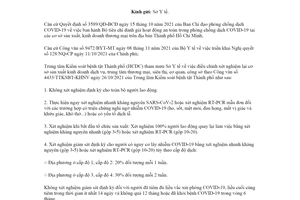 Công văn 4798/TTKSBT-KHNV 2021 tham mưu điều chỉnh công tác xét nghiệm Hồ Chí Minh