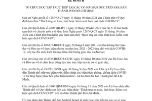 Kế hoạch 3997/KH-UBND 2021 tổ chức học tập trực tiếp tại các cơ sở giáo dục Hồ Chí Minh