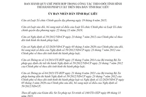 Quyết định 40/2021/QĐ-UBND công tác theo dõi tình hình thi hành pháp luật Bạc Liêu