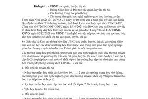 Công văn 4156/SGDĐT-CTTT 2021 dạy học trực tiếp cho học sinh trung học phổ thông Hà Nội