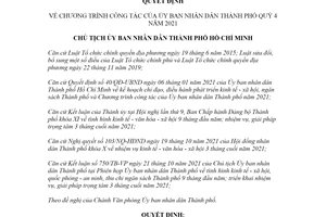 Quyết định 4073/QĐ-UBND 2021 Chương trình công tác Ủy ban Hồ Chí Minh quý 4