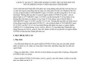 Phương án 276/PA-UBND 2021 cách ly quản lý tại nhà đối với người nhiễm COVID19 Hà Nội