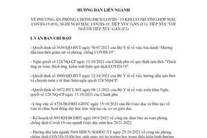 Hướng dẫn 21306/HDLN-YT-GDĐT 2021 phòng chống COVID19 khi có F0 F1F2 Hà Nội