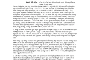 Công điện 1988/CĐ-BYT 2021 biện pháp phòng chống dịch trước biến chủng mới của SARS CoV 2