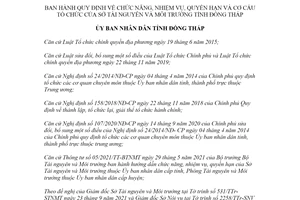 Quyết định 28/2021/QĐ-UBND chức năng nhiệm vụ quyền hạn Sở Tài nguyên Đồng Tháp