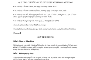 Nghị định 106/2021/NĐ-CP hướng dẫn Luật Biên phòng Việt Nam