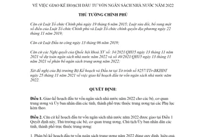 Quyết định 2048/QĐ-TTg 2021 giao kế hoạch đầu tư vốn ngân sách 2022