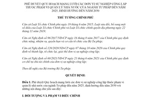 Quyết định 2070/QĐ-TTg 2021 Quy hoạch đơn vị sự nghiệp công lập ngành Tư pháp