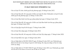 Quyết định 55/2021/QĐ-UBND cấp giấy phép xây dựng Đồng Nai