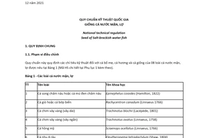 Quy chuẩn kỹ thuật quốc gia QCVN 02-36:2021/BNNPTNT về Giống cá mặn, lợ