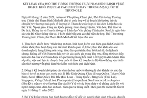 Thông báo 334/TB-VPCP 2021 khôi phục lại các chuyến bay thương mại quốc tế thường lệ