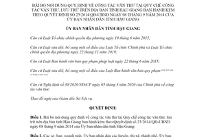 Quyết định 24/2021/QĐ-UBND bãi bỏ nội dung quy định về công tác văn thư Hậu Giang