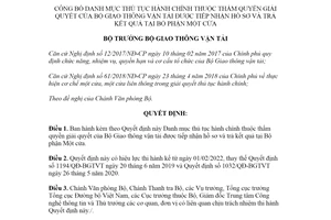 Quyết định 2122/QĐ-BGTVT 2021 công bố thủ tục hành chính thuộc Bộ Giao thông vận tải