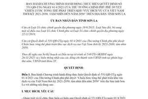 Quyết định 3004/QĐ-UBND 2021 Chương trình thực hiện Quyết định 531/QĐ-TTg tỉnh Sơn La