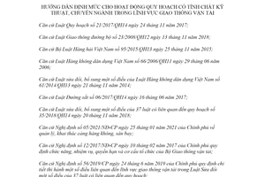 Thông tư 33/2021/TT-BGTVT định mức quy hoạch có tính chất kỹ thuật lĩnh vực giao thông